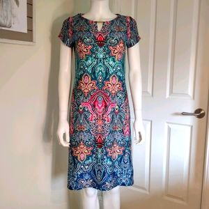 Shelby & Palmer Colorful Boho Print Dress SzS EUC